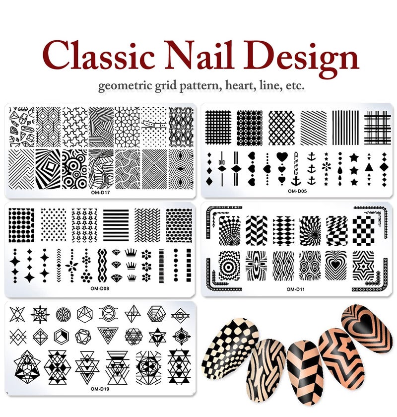 SILPECWEE 10pcs Nail Stamping Plates Nail Stamp Nail Art Plates Geometry Design Stamps Nail Stencil Manicure Templates Nail Art Accessories for DIY&Salon - Image 4
